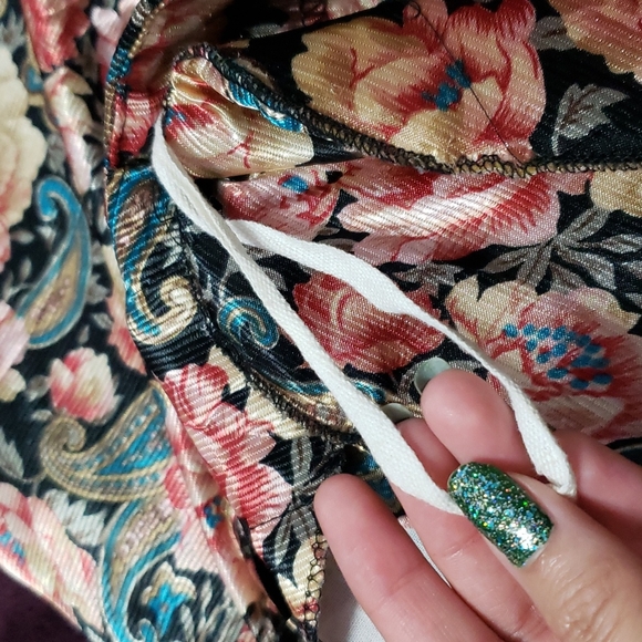 RARE!! Vintage Floral & Lace Peplum V Neck Pencil Skirt Formal Mini Midi Dress - Picture 10 of 11